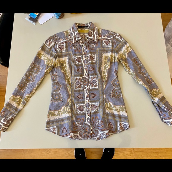 Etro small 38 button down top geometric multicolor - Picture 7 of 10